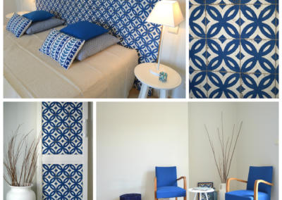 Home staging à la Colle sur Loup par Maison Modèle, Home stager Expert et Décoratrice UFDI à Antibes 06 : chambre bleu de Delphes motifs